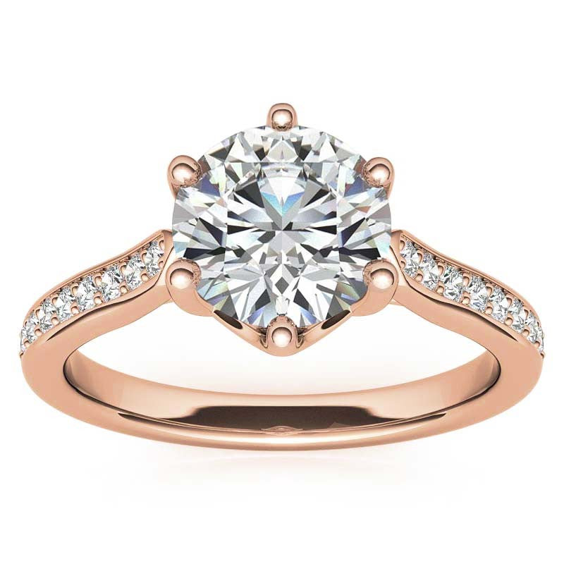 Round 6-Prong Trellis Moissanite Engagement Ring