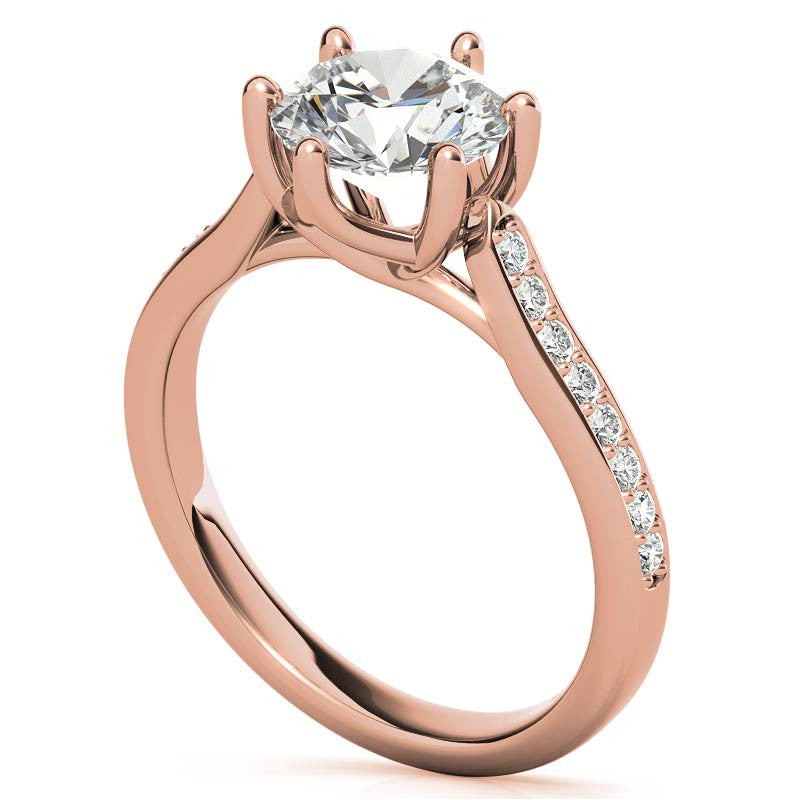 Round 6-Prong Trellis Moissanite Engagement Ring