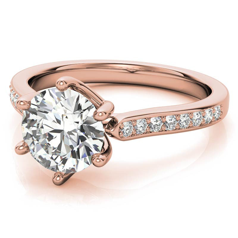 Round 6-Prong Trellis Moissanite Engagement Ring