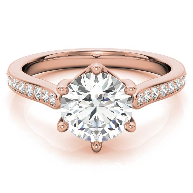 Round 6-Prong Trellis Moissanite Engagement Ring