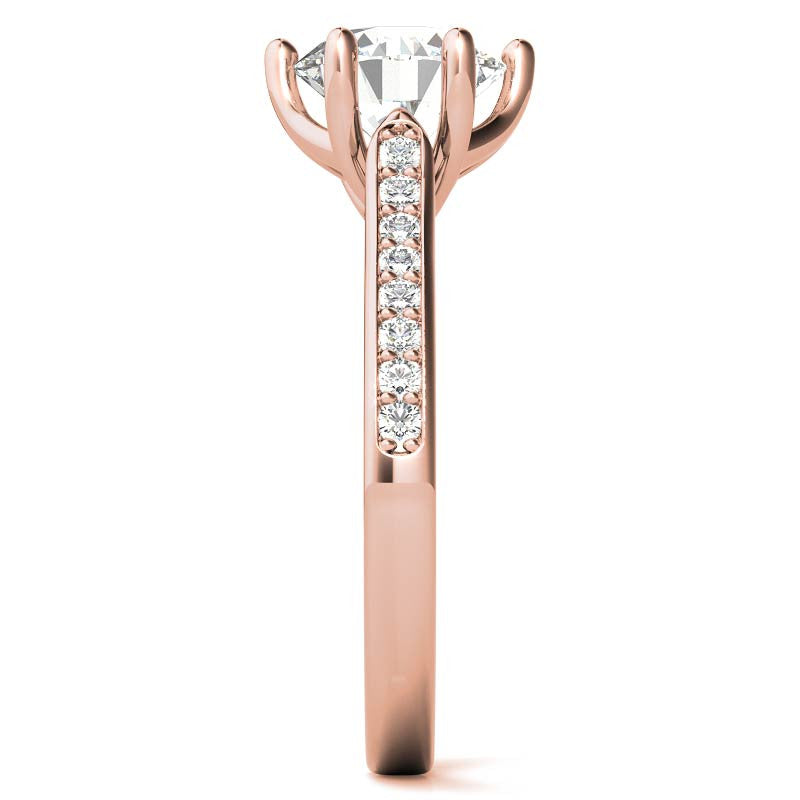 Round 6-Prong Trellis Moissanite Engagement Ring