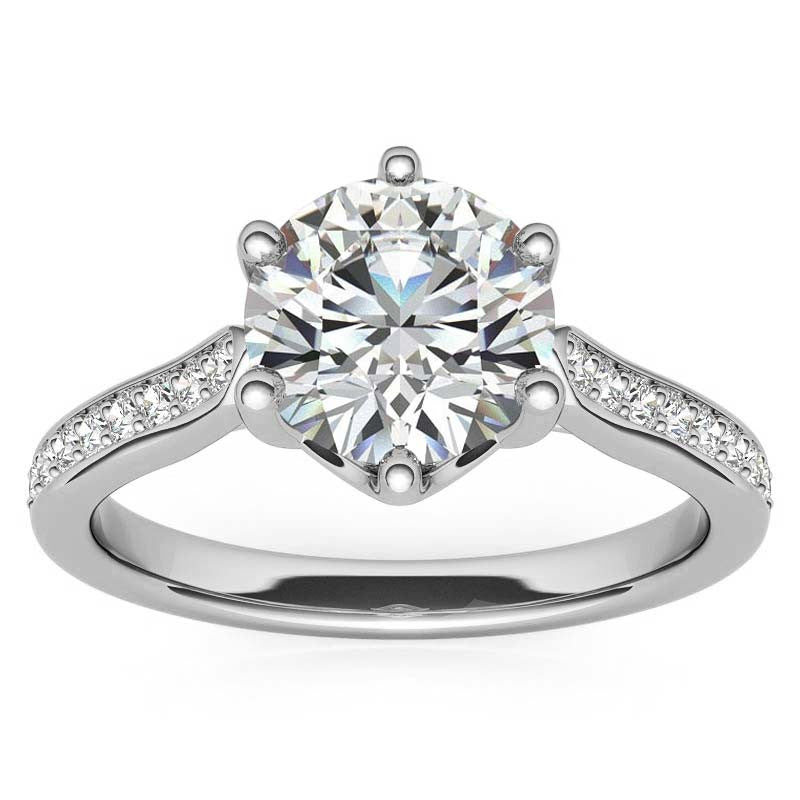 Round 6-Prong Trellis Moissanite Engagement Ring