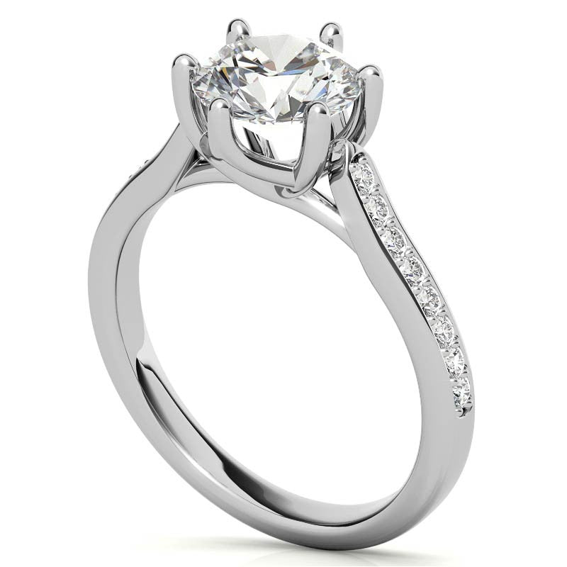 Round 6-Prong Trellis Moissanite Engagement Ring