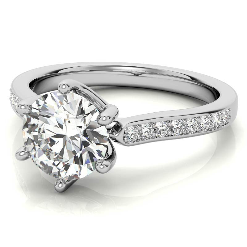 Round 6-Prong Trellis Moissanite Engagement Ring