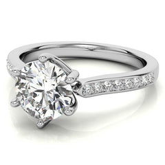 Round 6-Prong Trellis Moissanite Engagement Ring
