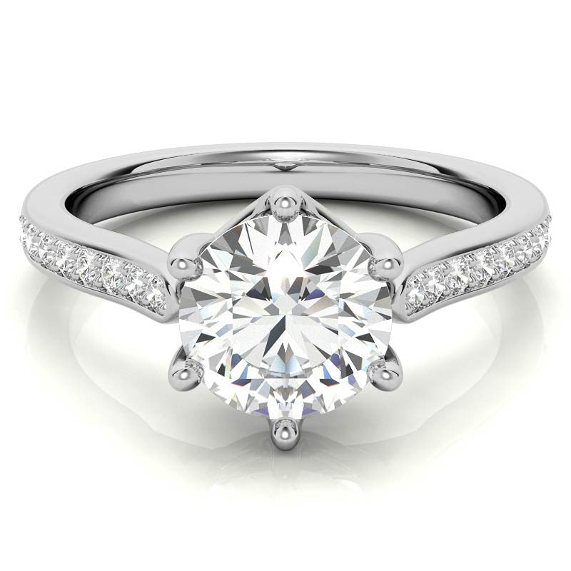 Round 6-Prong Trellis Moissanite Engagement Ring