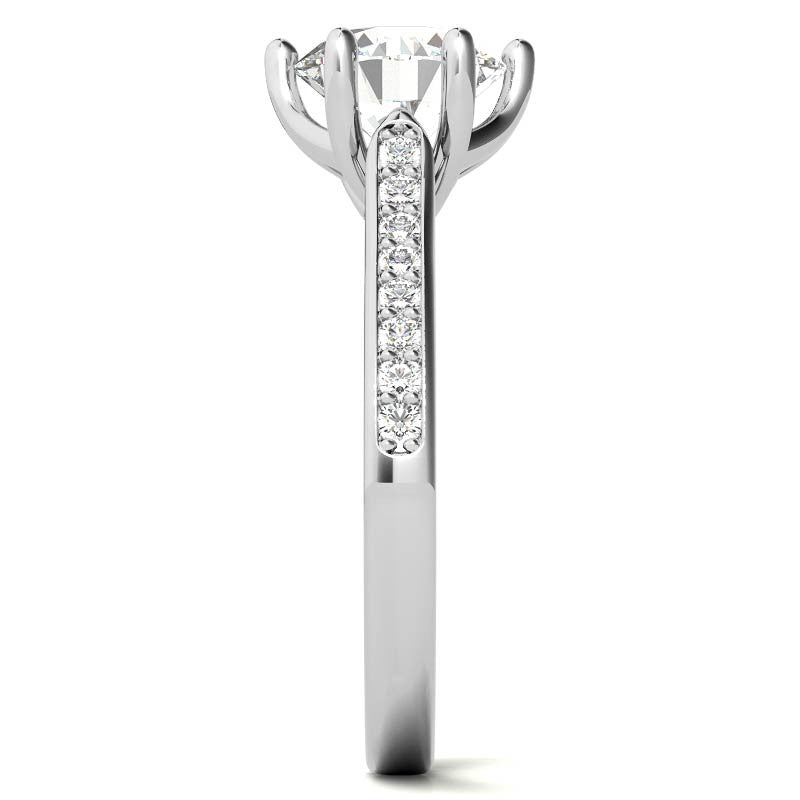 Round 6-Prong Trellis Moissanite Engagement Ring