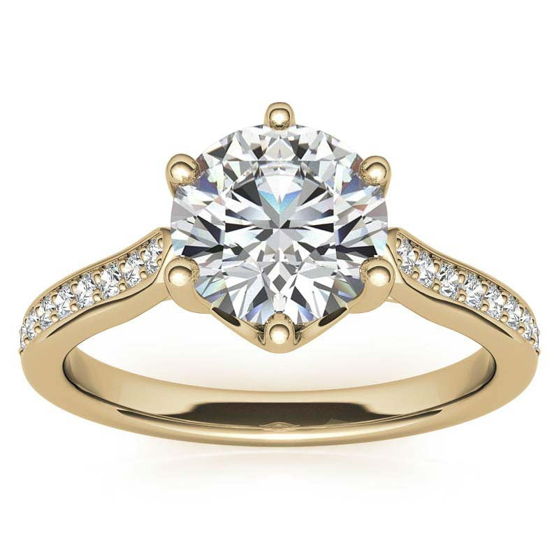 Round 6-Prong Trellis Moissanite Engagement Ring