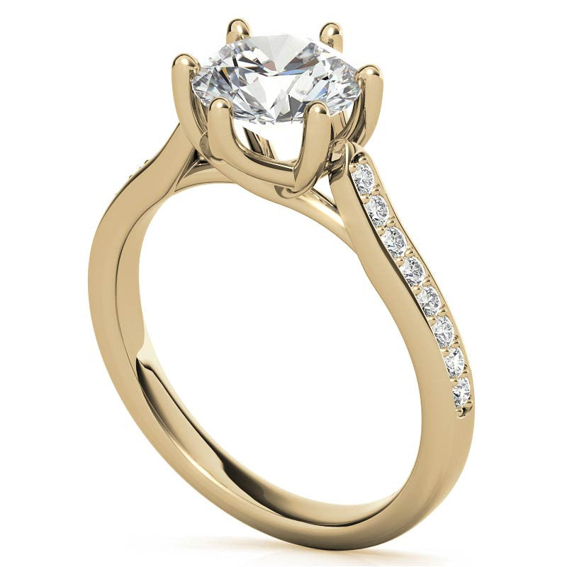 Round 6-Prong Trellis Moissanite Engagement Ring