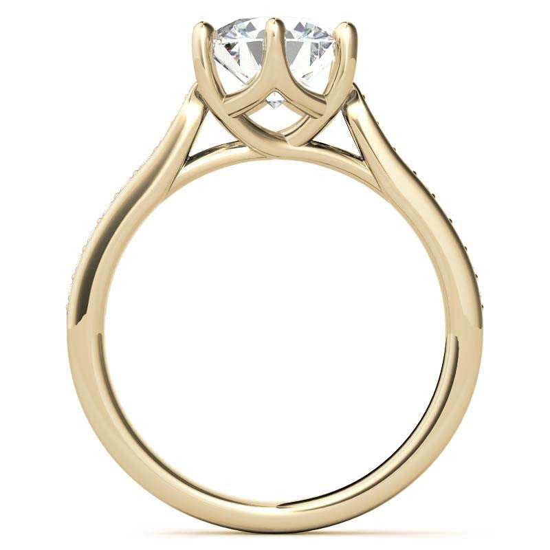 Round 6-Prong Trellis Moissanite Engagement Ring
