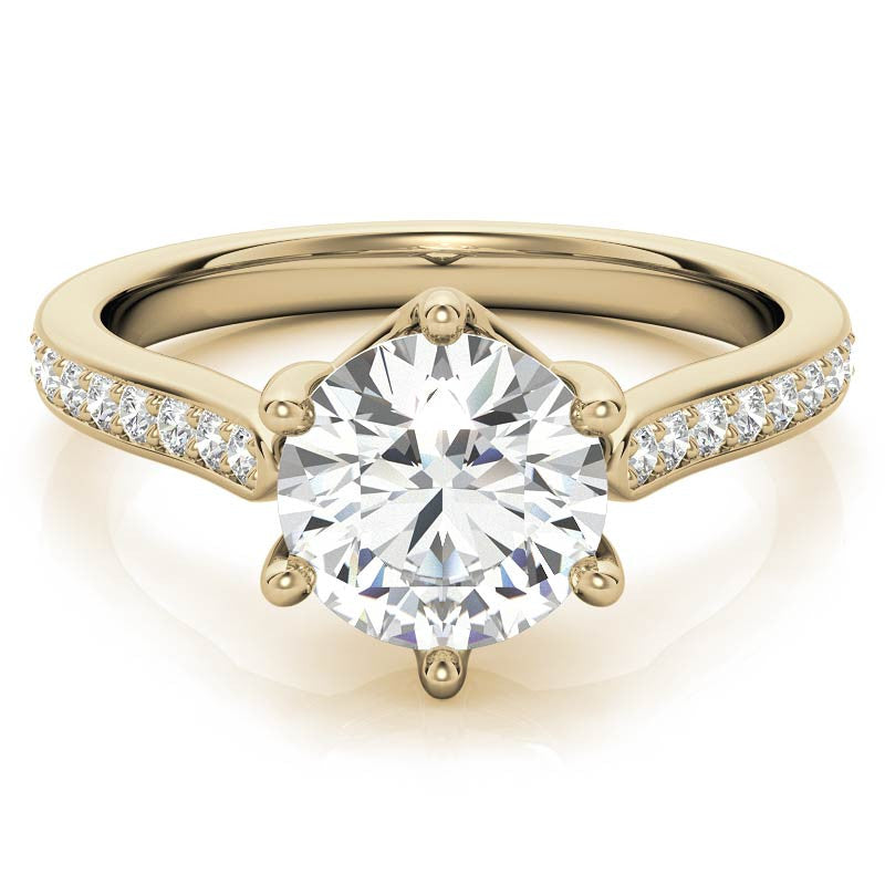 Round 6-Prong Trellis Moissanite Engagement Ring
