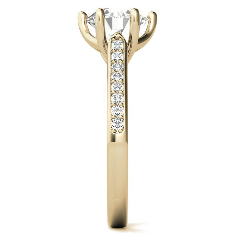 Round 6-Prong Trellis Moissanite Engagement Ring