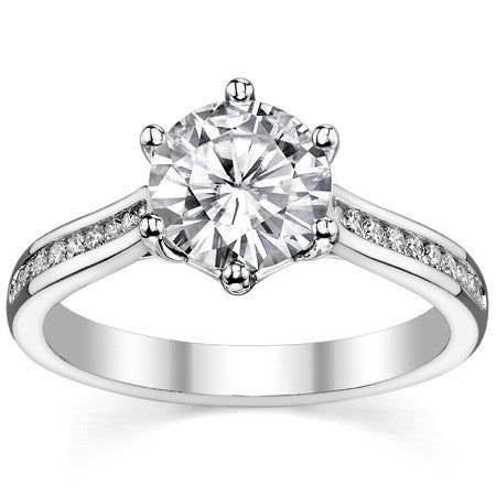 Round 6-Prong Trellis Moissanite Engagement Ring
