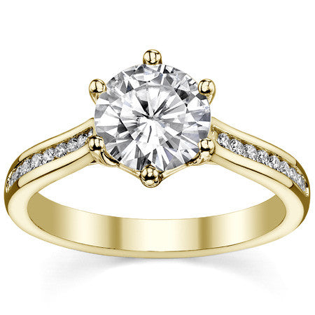 Round 6-Prong Trellis Moissanite Engagement Ring
