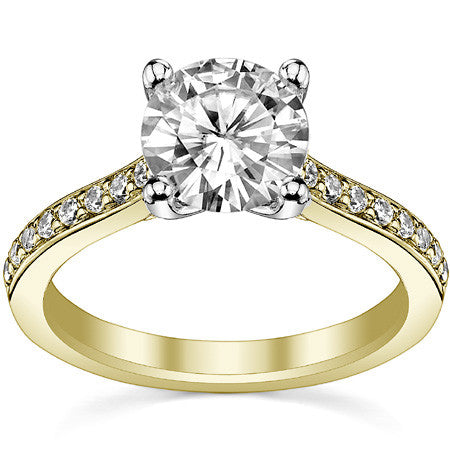 Round or Cushion Moissanite Engagement Ring