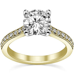 Round or Cushion Moissanite Engagement Ring