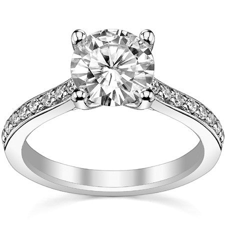 Round or Cushion Moissanite Engagement Ring