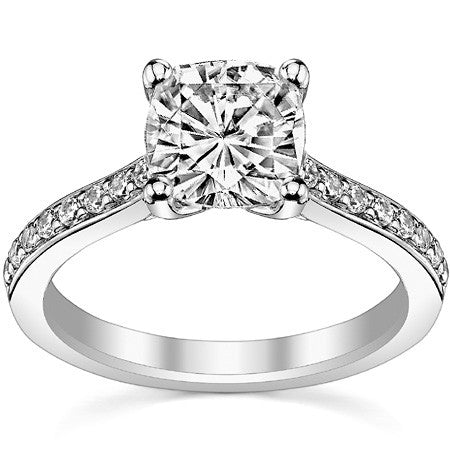 Round or Cushion Moissanite Engagement Ring