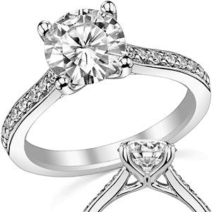 Round or Cushion Moissanite Engagement Ring