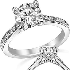 Round or Cushion Moissanite Engagement Ring