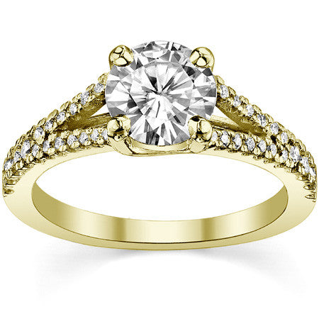 Round Trellis Split Shank Moissanite Engagement Ring