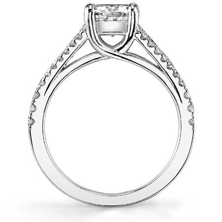 Round Trellis Split Shank Moissanite Engagement Ring