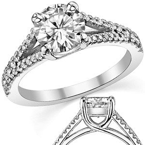 Round Trellis Split Shank Moissanite Engagement Ring
