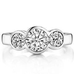 Three-Stone Round Brilliant Moissanite Ring