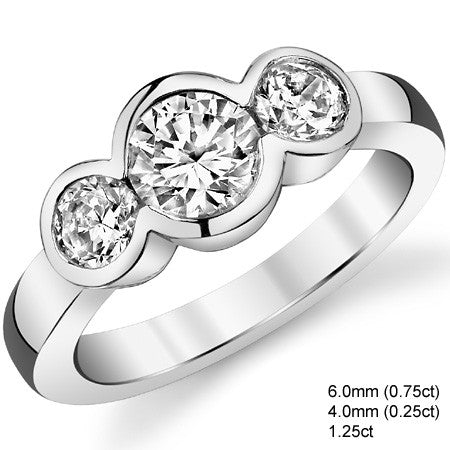 Three-Stone Round Brilliant Moissanite Ring