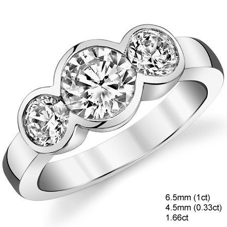 Three-Stone Round Brilliant Moissanite Ring