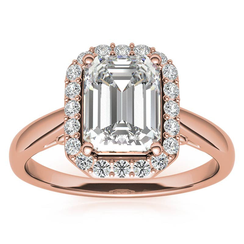 Radiant/Emerald Scroll Halo Moissanite Engagement Ring