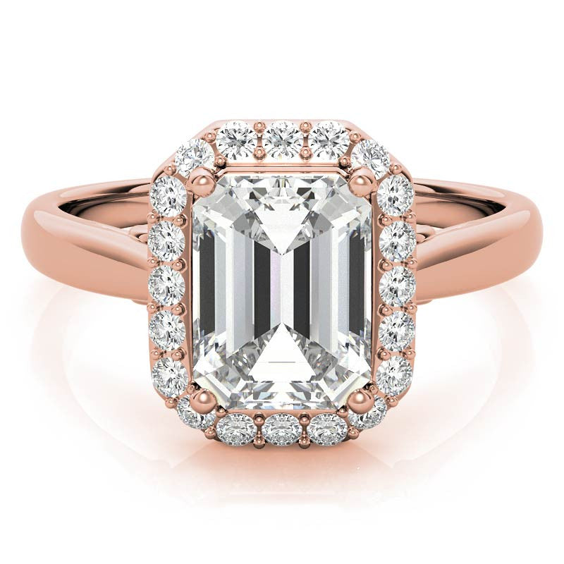 Radiant/Emerald Scroll Halo Moissanite Engagement Ring