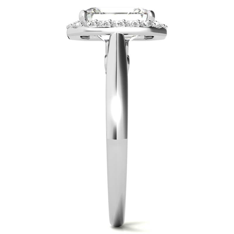 Radiant/Emerald Scroll Halo Moissanite Engagement Ring