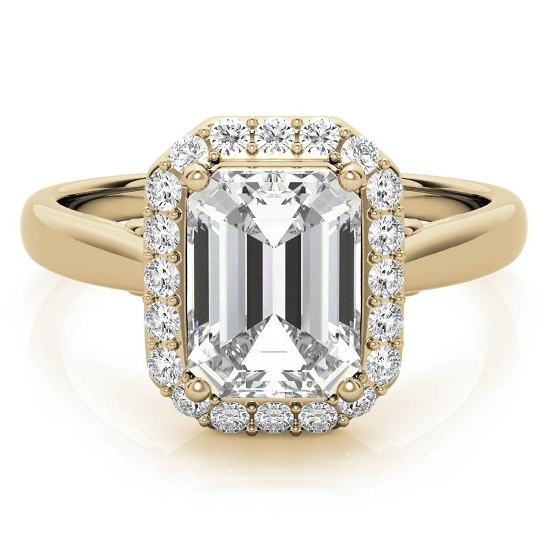 Radiant/Emerald Scroll Halo Moissanite Engagement Ring