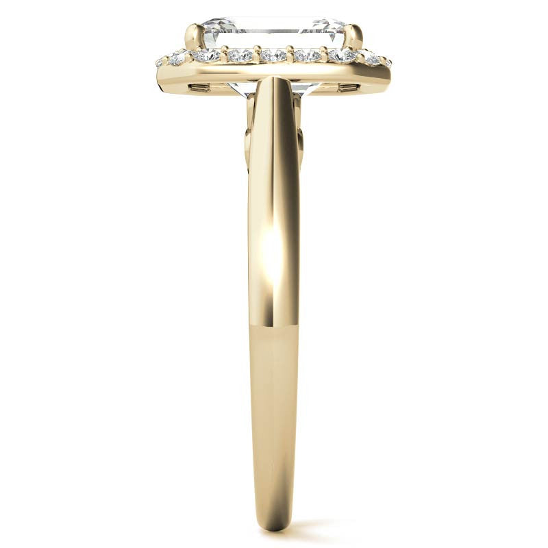 Radiant/Emerald Scroll Halo Moissanite Engagement Ring