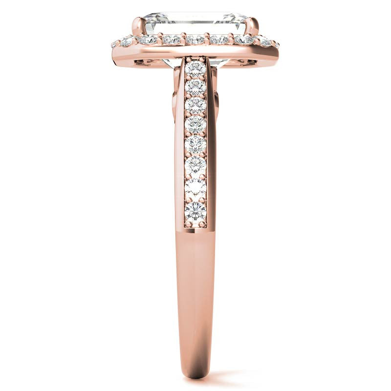 Radiant/Emerald Scroll Halo Moissanite Engagement Ring