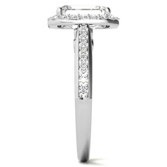 Radiant/Emerald Scroll Halo Moissanite Engagement Ring