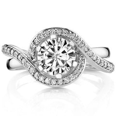 Round Halo Bypass Moissanite Engagement Ring