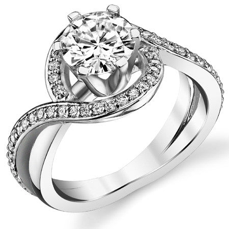 Round Halo Bypass Moissanite Engagement Ring