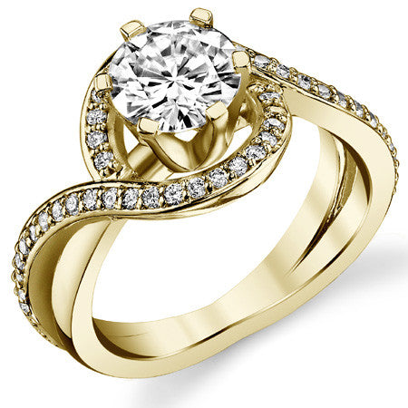 Round Halo Bypass Moissanite Engagement Ring