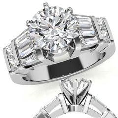 Square & Baguette Moissanite Engagement Ring Setting, 1.6ct