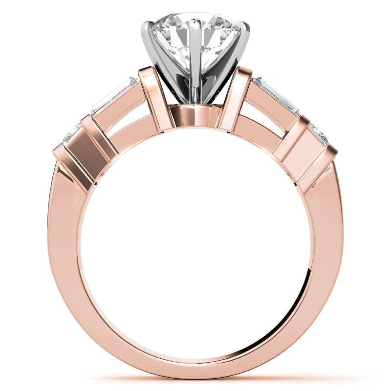 Square & Baguette Moissanite Engagement Ring Setting, 1.6ct