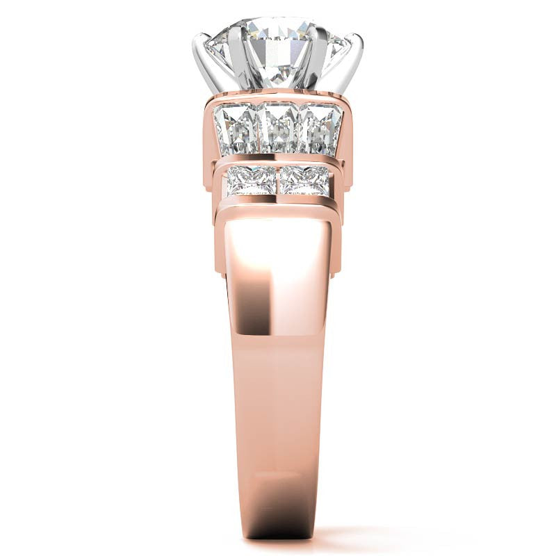 Square & Baguette Moissanite Engagement Ring Setting, 1.6ct