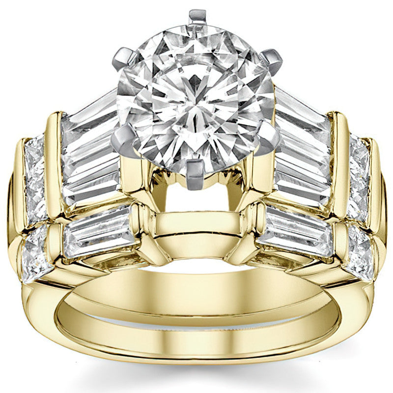 Square & Baguette Moissanite Engagement Ring Setting, 1.6ct