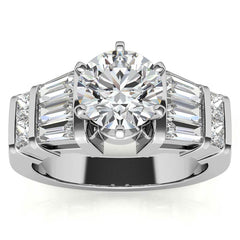 Square & Baguette Moissanite Engagement Ring Setting, 1.6ct