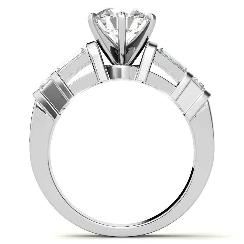 Square & Baguette Moissanite Engagement Ring Setting, 1.6ct