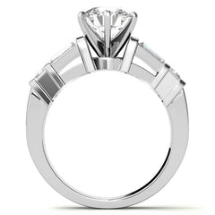 Square & Baguette Moissanite Engagement Ring Setting, 1.6ct