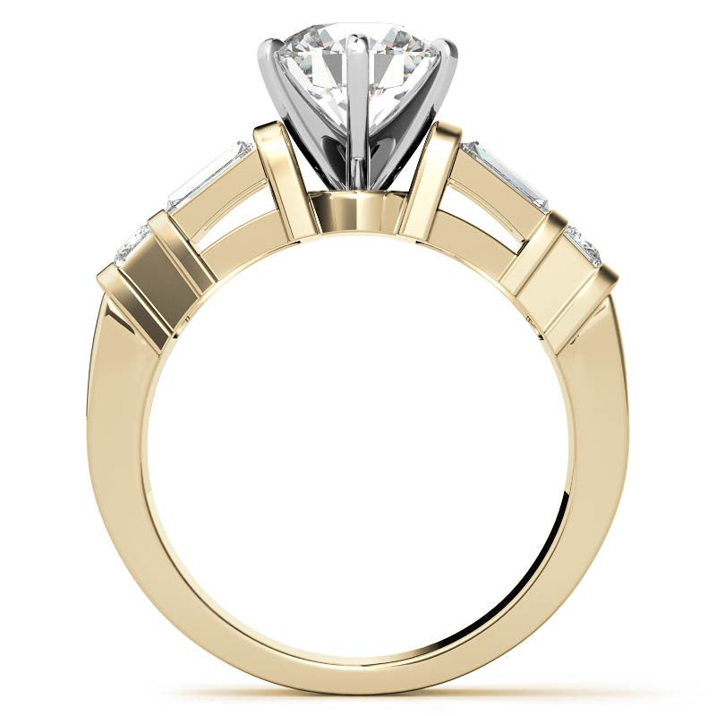 Square & Baguette Moissanite Engagement Ring Setting, 1.6ct