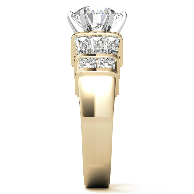 Square & Baguette Moissanite Engagement Ring Setting, 1.6ct