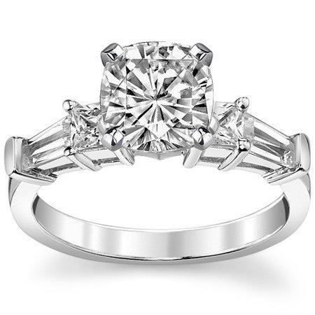 Square & Baguette Moissanite Engagement Ring Setting, 0.72ct